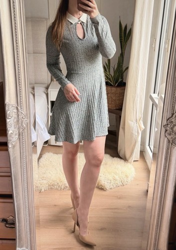 Graues strickkleid kragen - strickkleid,