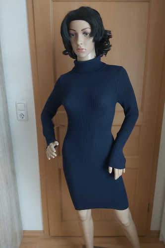 Damen langarm strickkleid mit - damen,