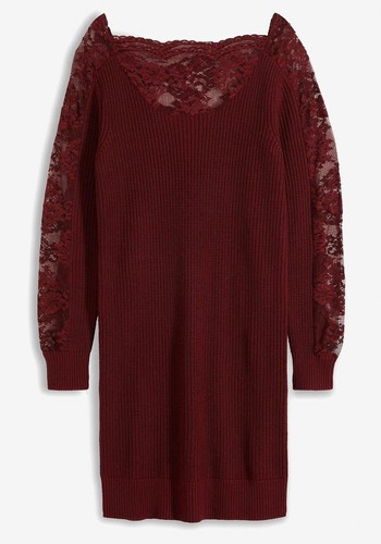 Strickkleid mit spitzeneinsatz - mit,