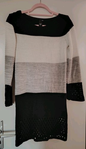 Strickkleid schwarz weiß